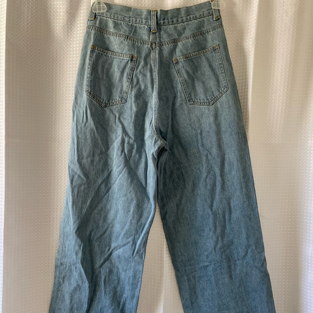 SHEKOU - BAGGY WIDE LEG JEANS - SIZE L